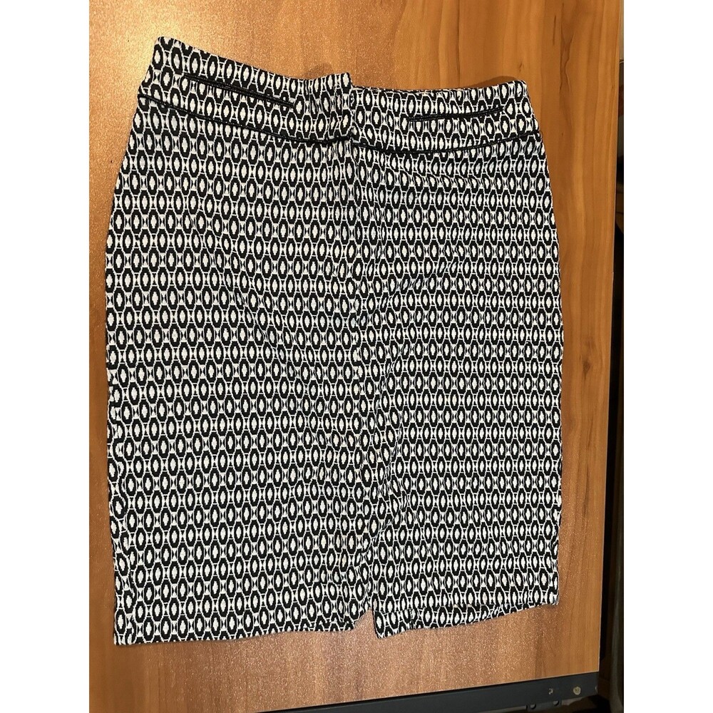 Carole Little Geometric Print Pencil Skirt Black White Size 10 - Picture 1 of 8